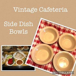 Four Vintage Cafeteria Side Dish Bowls Melamine Dessert Salad Jello Beige Retro